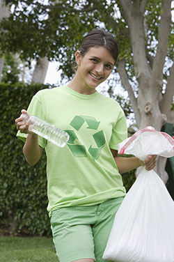 Girl with recycling shirt